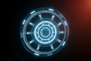A futuristic wheel with glowing energy patterns inside, floating in a dark space background, intricate mechanical details, soft ambient light, high detail, no text or symbols